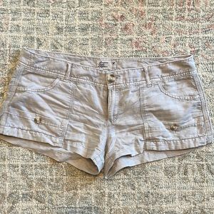 Linen Blend American Eagle Outfitters Shorts- light Grey, Size 6, Low rise